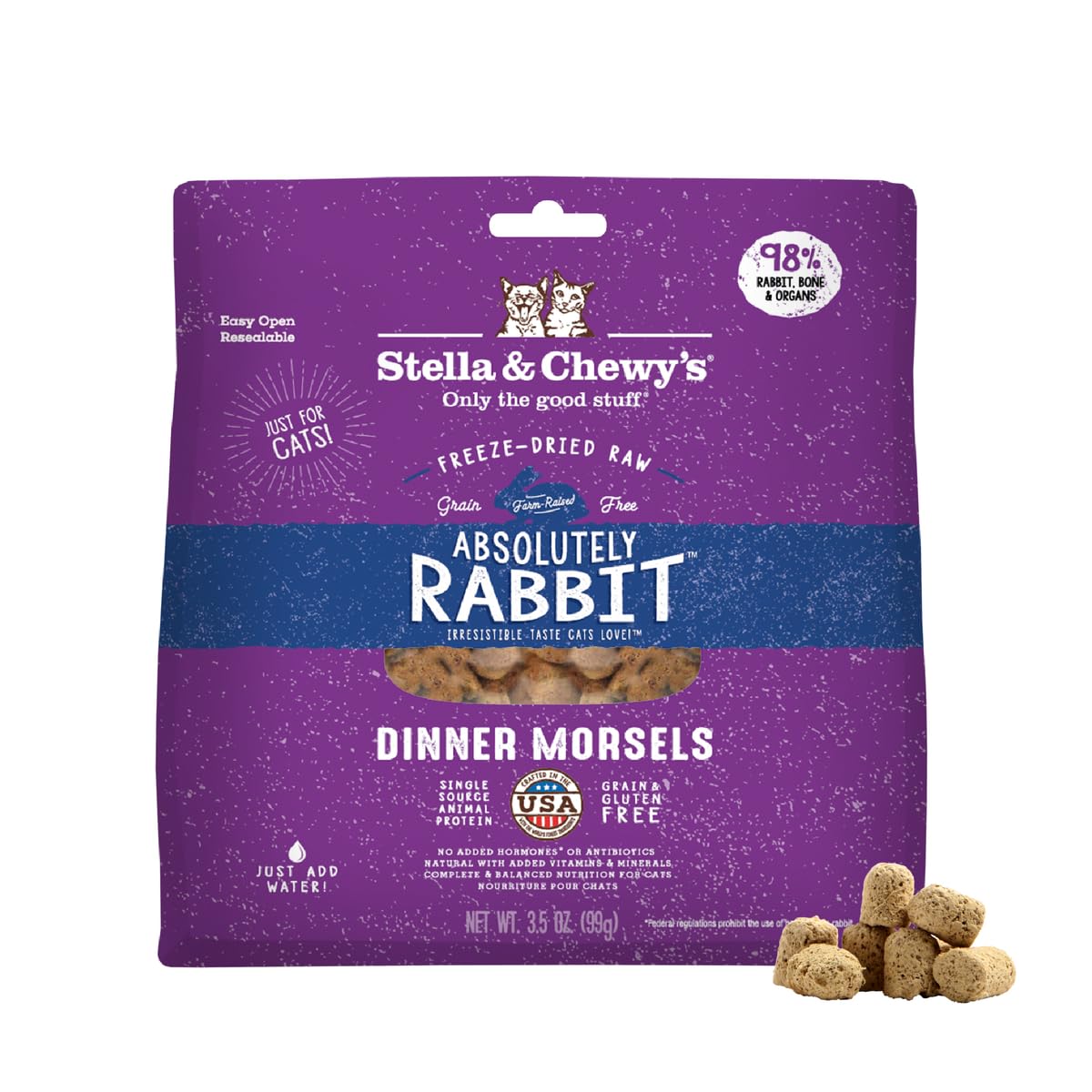 Stella & Chewy's Freeze-Dried Raw Absolutely Rabbit Dinner Morsels Cat Food, 3.5 oz. Bag