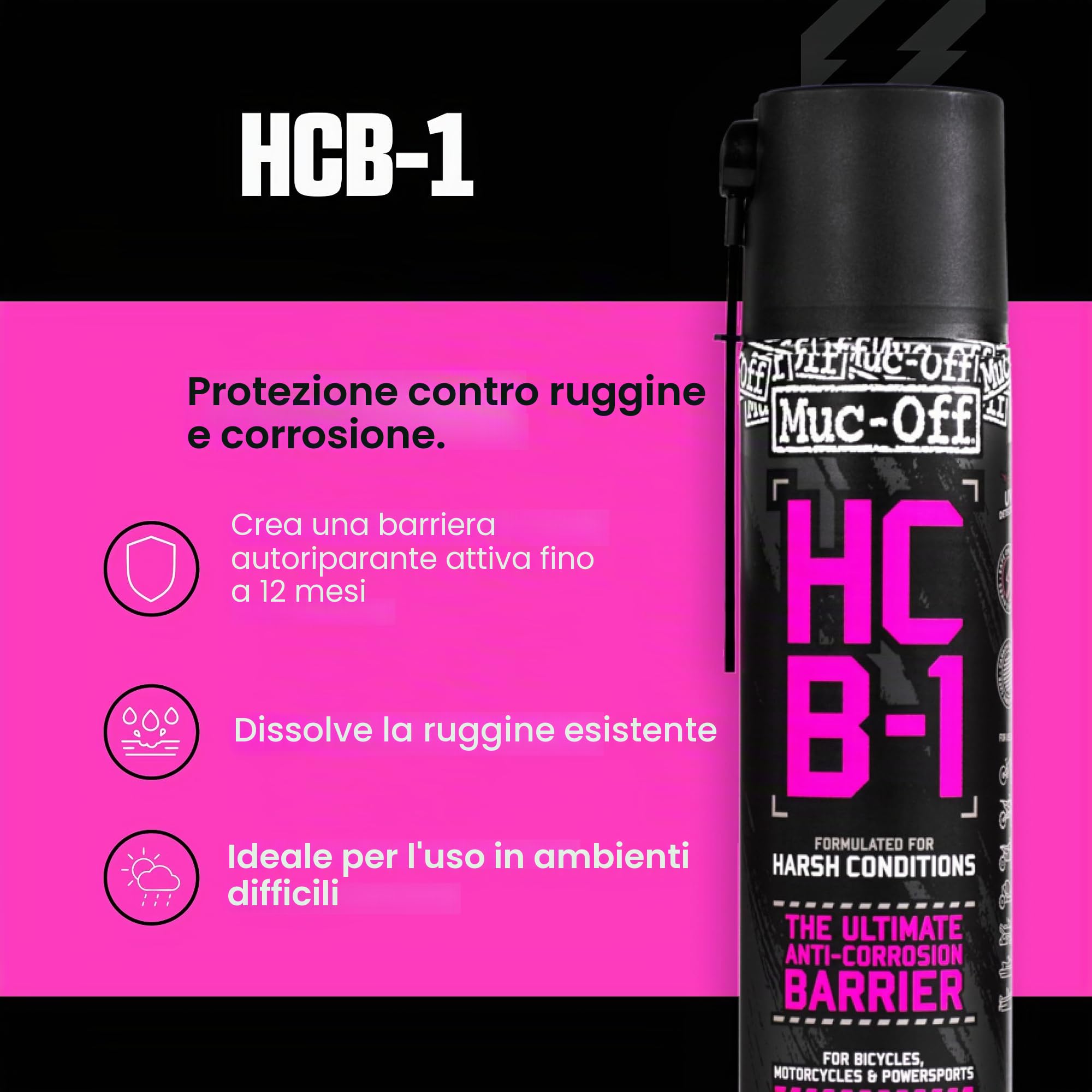 Muc-Off HCB-1, Barriera Anti Ruggine per Biciclette, Motociclette e Sport Motoristici Unisex, 400 ml