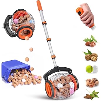 Acorn Picker Upper Roller for Walnuts - Nut Gatherer with 1.8-Gallon Capacity, No-Bend Emptying Design,Suitable for 1.2"-3.6" Walnuts,Chestnuts, Fallen Apples & Tennis Balls