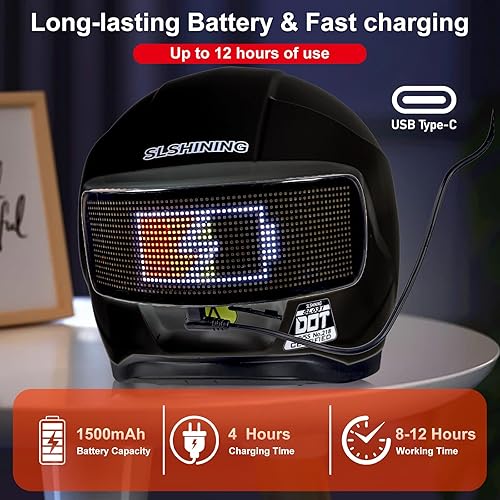 Miniatura 4 de Casco de Motocicleta - Casco Integral Aprobado por DOT (Control de Aplicación Inteligente), Casco de Motocicleta Compacto