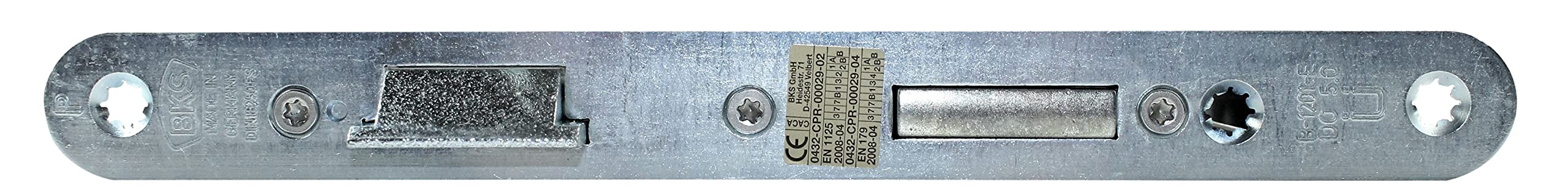 BKS FH Panikschloss Türschloss/Stahltürschloss, Funktion E, Dornmaß 65mm, Entfernung: 72mm, Stulp: 24x235mm abgerundet, DIN Links, incl. SN-TEC® Montageset