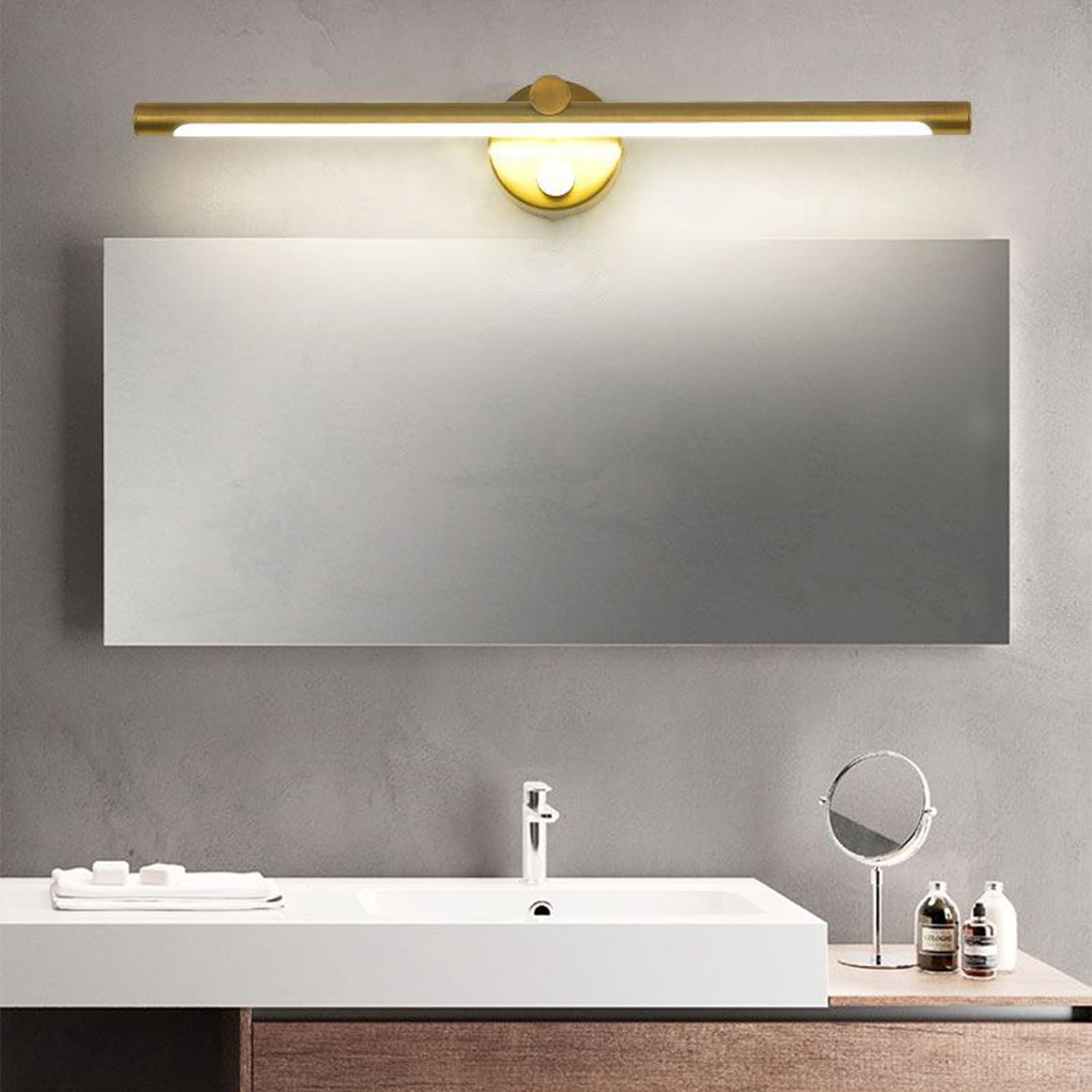 LED Badezimmer Spiegelleuchte Wandlampe Indoor Dimmbar Wandleuchte mit Bewegungsmelder Wandbeleuchtung Wasserdichte Wandleuchten Moderne Lange für Schminktisch Schrank (Gold,43cm)