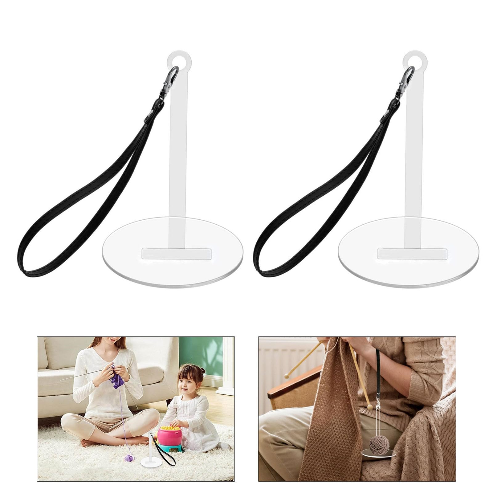 2Pcs Portable Wrist Yarn Holder With Wrist Strap For Crocheting Knitting Project Clear Yarn Dispenser With Wristband