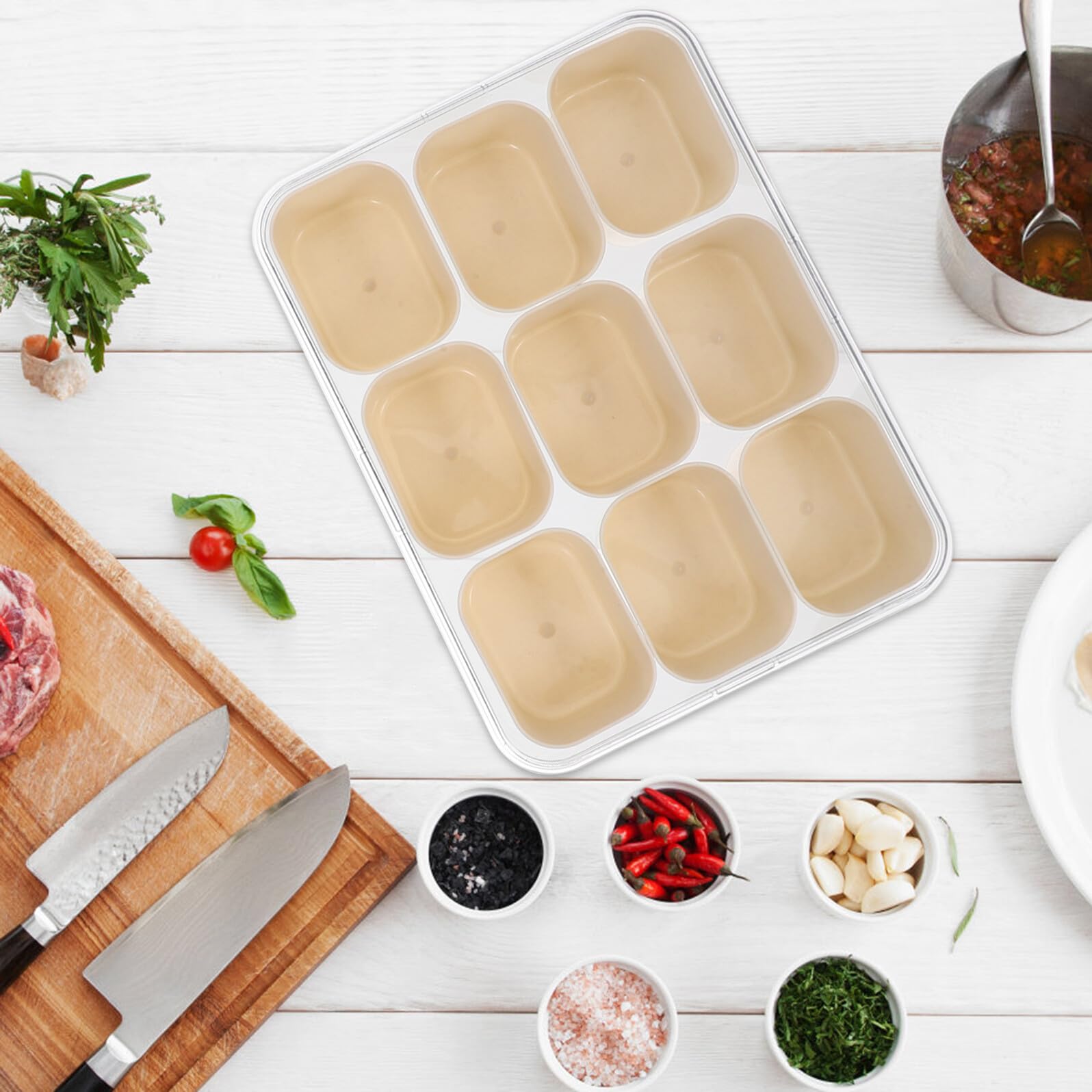 Hohopeti Contenitore in Pet e Pp 9 Scomparti per Alimenti Trasparente per Conservare Frutta e Verdura Organizer Frigo Salvaspazio Manico Durante la Spesa