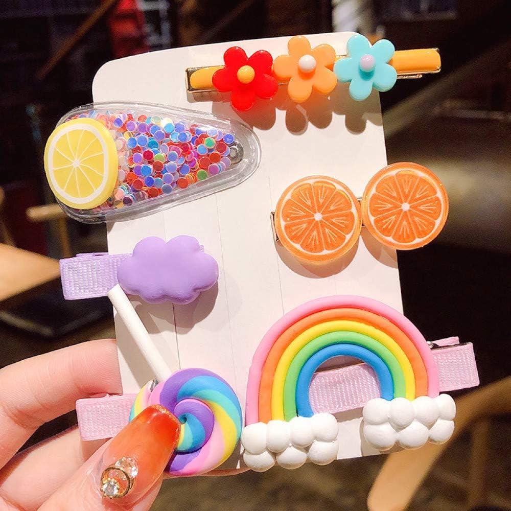 KNNSYZ Children's cartoon hair clip set side clip girls rainbow fruit lollipop hair clip clip hair accessories