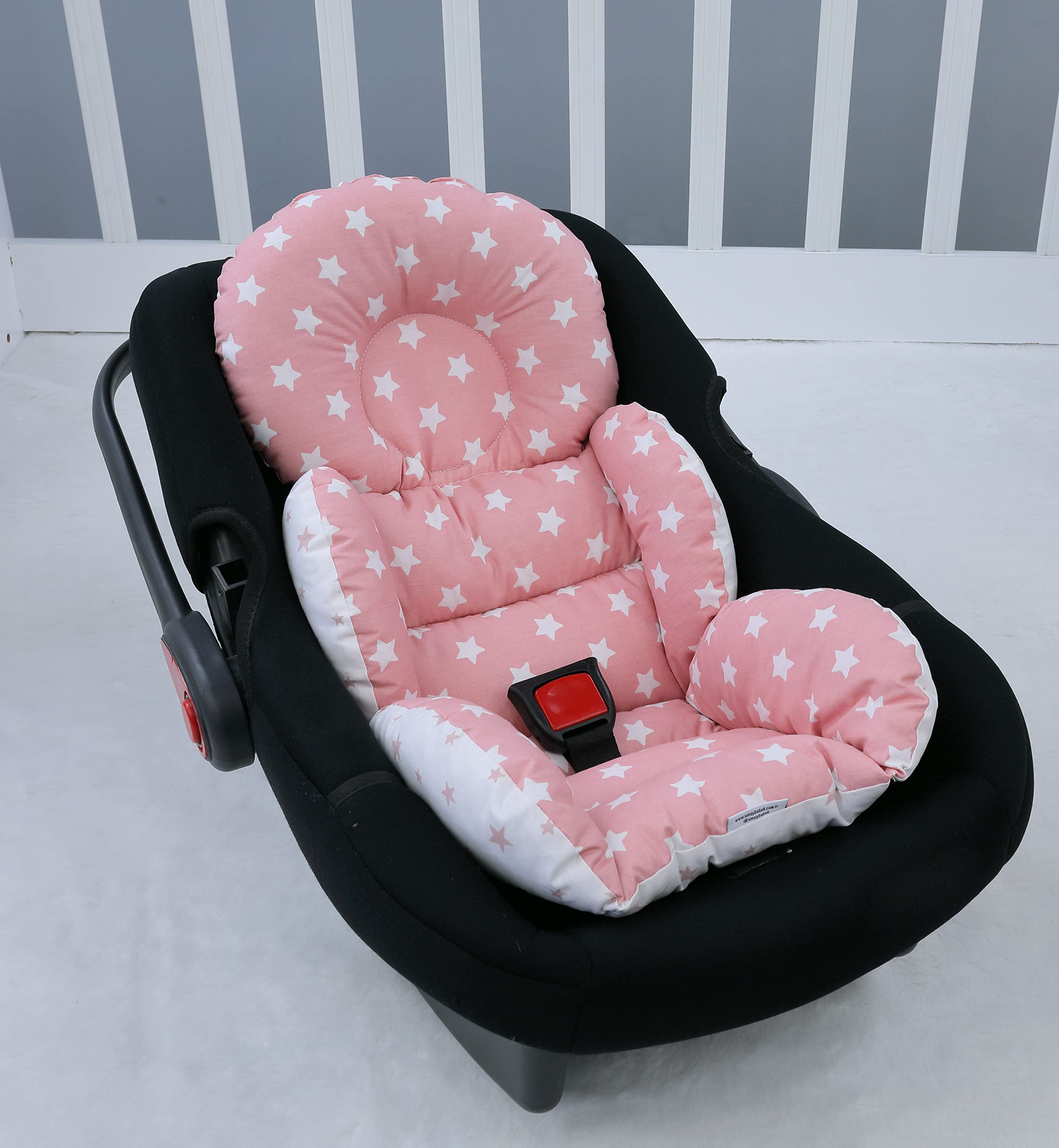 Umay Baby Baby Car Seat Cushion – Universal Infant Car Seat Liner, Head & Body Support (Powder Star)