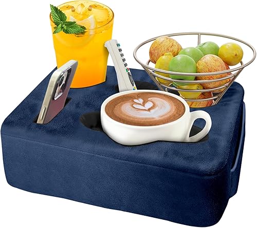Almohada Portavasos para Sofá y Cama, Nisdoing Portavasos de Sofá de 5 Agujeros! Mantén las Bebidas al Alcance de la Mano y Mantén la Temperatura,