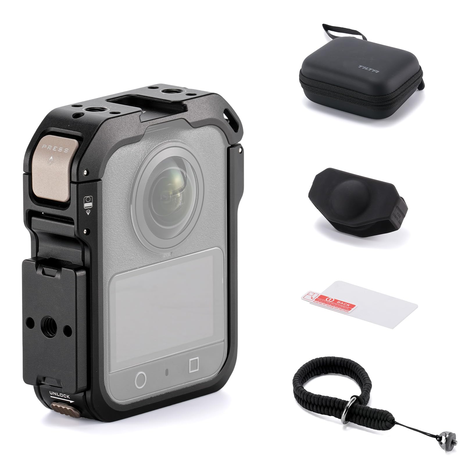 Tilta Cage DJI Osmo 360, Cage pour Caméra Kit de Montage Horizontal - Noir TA-T89-A-B