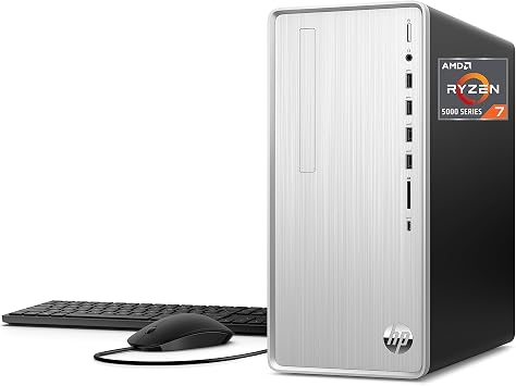 HP Pavilion Desktop Computer PC, AMD Ryzen 7 Processor, AMD Radeon Graphics, 16 GB SDRAM, 512 GB PCIe SSD, Windows 11 Pro OS, 9 USB Ports, High-Performance Wi-Fi & Bluetooth, TP01-2062,2022