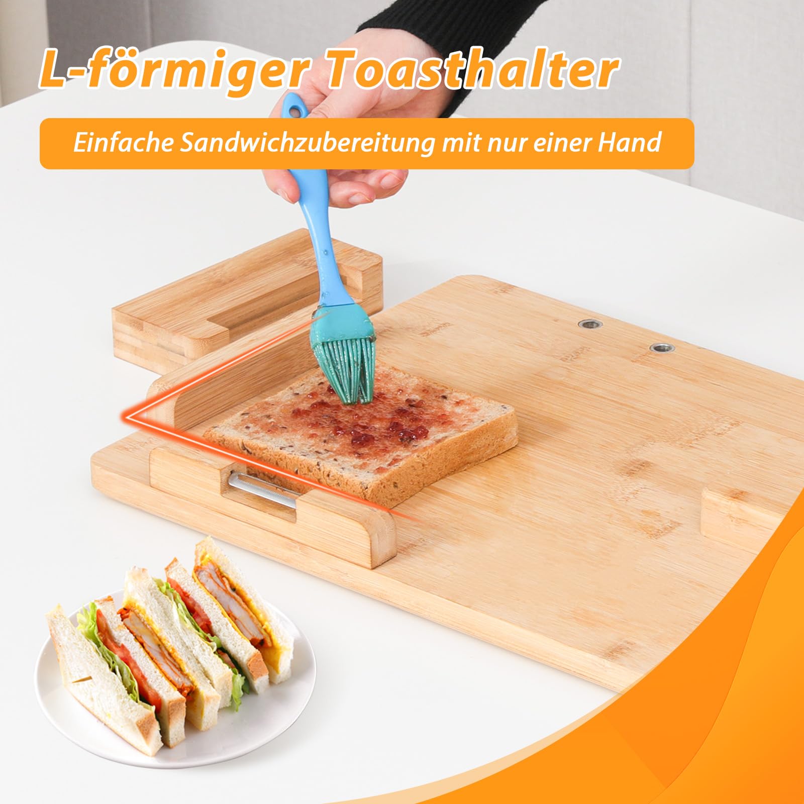 TYYIHUA Einhand-Schneidebrett, einhänderbrett, rutschfest mit Brotstoppern und Spikes, perfekt für Amputierte und Behinderte, für müheloses Schneiden und Hacken mit einer Hand