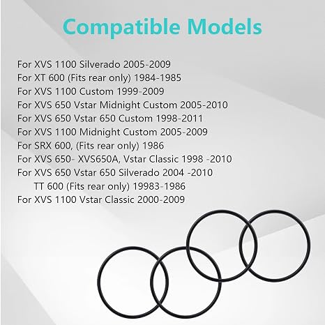 4PCS Engine Valve Cover O-Ring Gasket Valve Cover Seal 93210-62446-00 Compatible with Yamaha XVS 1100 XT600 XVS 650 XVS650 SRX600 TT 600650 (Color : 4 Rings)