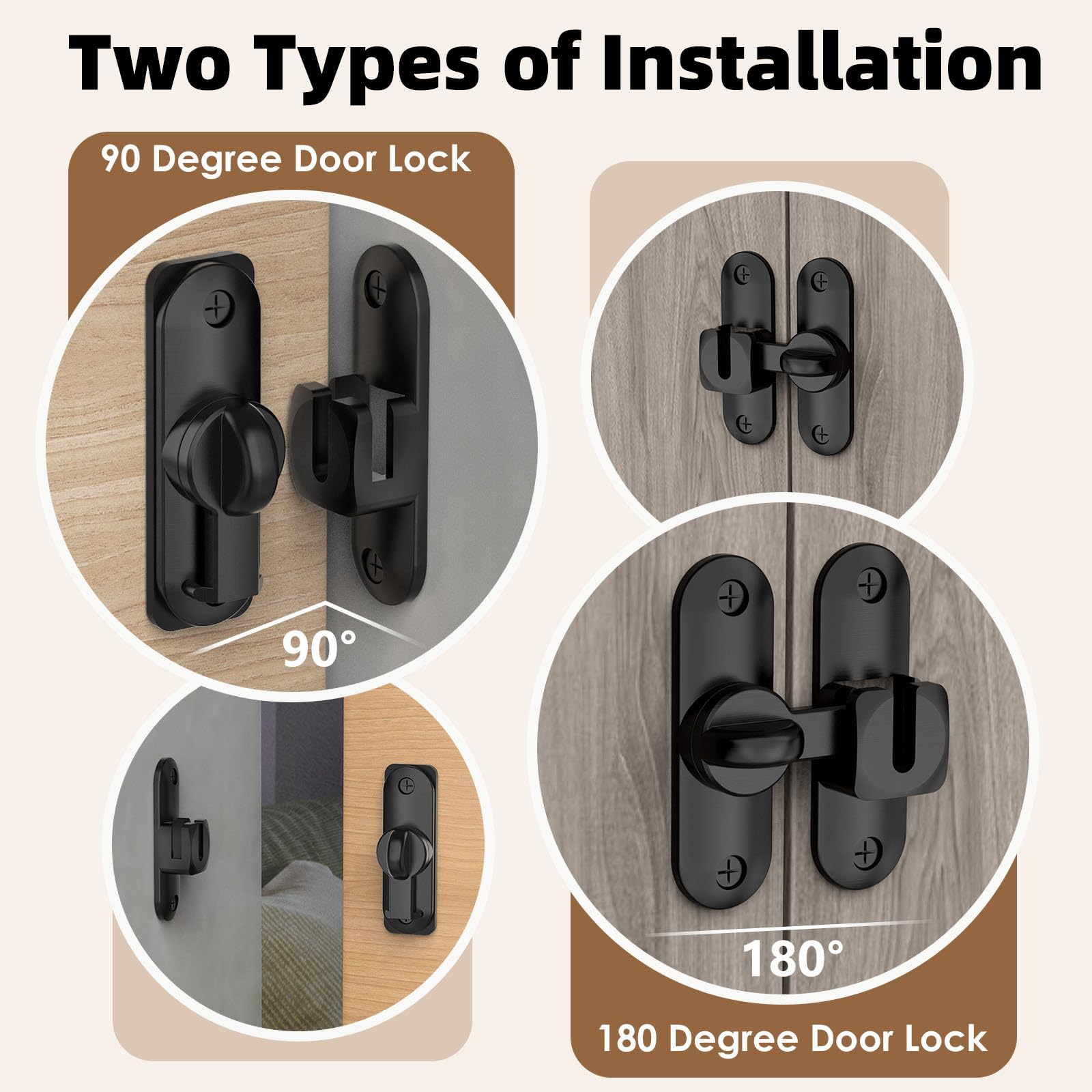 Flip Sliding Barn Door Lock, 90/180 Degree Sliding Door Lock Latch and latches for Barn Door Pet Door, Bathroom, Outdoor - Image 3