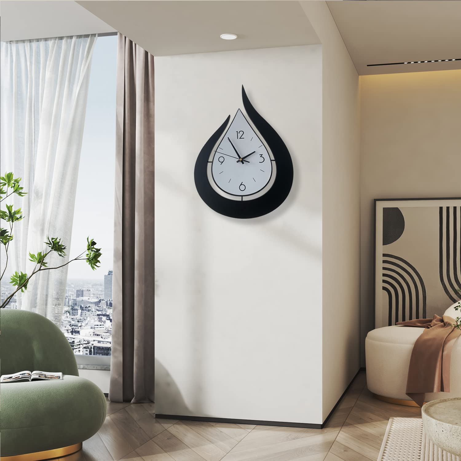 Decorative Wall Clock for Living Room Decor, Modern Wall Clocks Battery Operated for Bedroom Kitchen Office Home, 20 Inch Acrylic Big Silent Creative Wall Clock Non Ticking