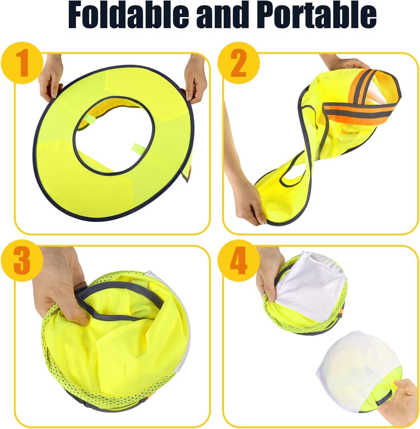 Jspupifip 20 Pack Hard Hat Sun Shade Full Brim Sun Shield High Visibility Visor with Reflective Strip for Hard Hat Accessories Construction Sites