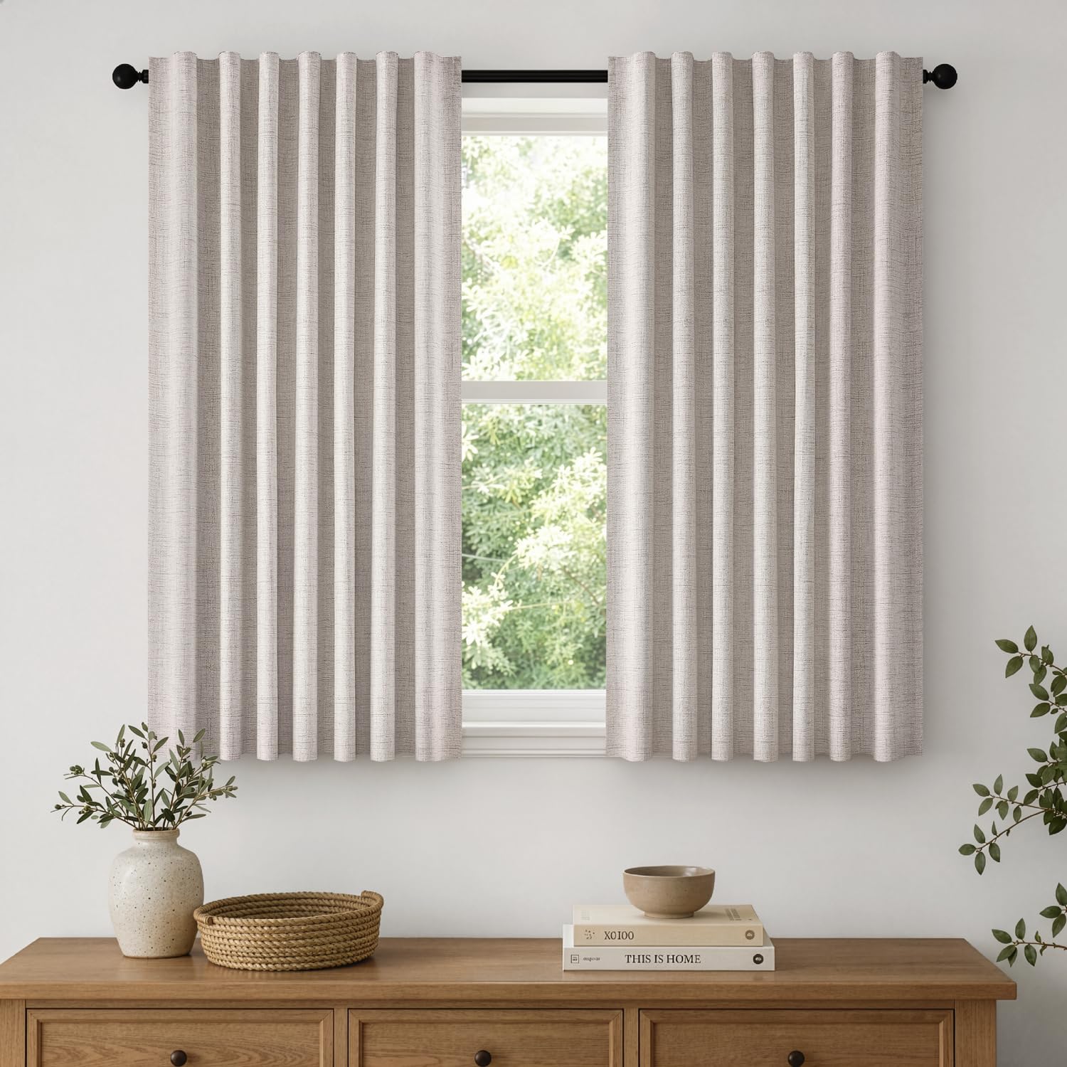 MIULEE 100% Blackout Linen Curtains 42 x 45