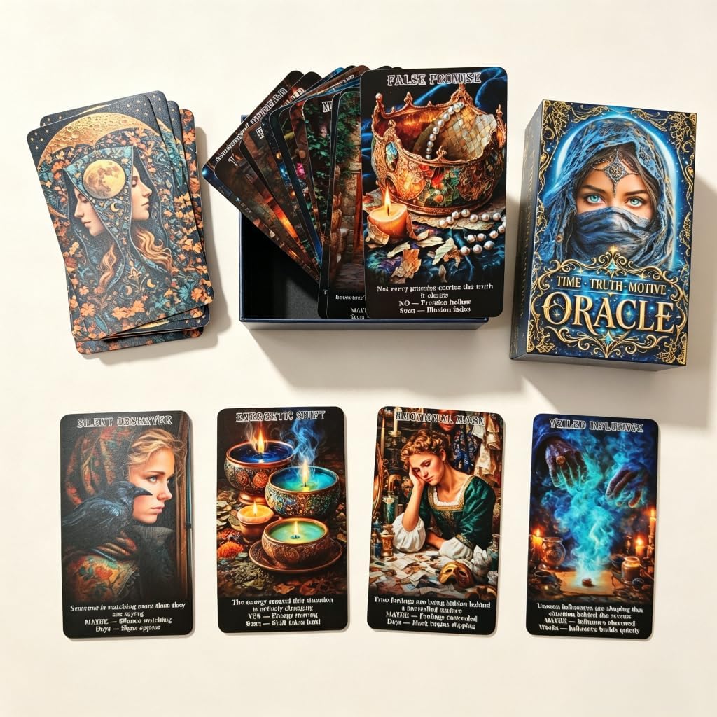 sishui Time Truth Motive Oracle Cards | 78 Card Deck with Yes No Maybe and Timing Guidance for Hidden Truths, Intentions, Relationships and Life Decisions