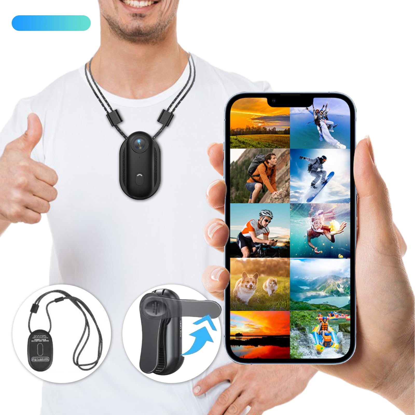 Micro Action Cam 1080p con Grandangolo da 120° Telecamera Portatile Thumb Camera per Ciclismo Moto Videocamera POV Camera Nascoste Esterno Body Cam e Accessori Clip Magnetica Posteriore per vlogging