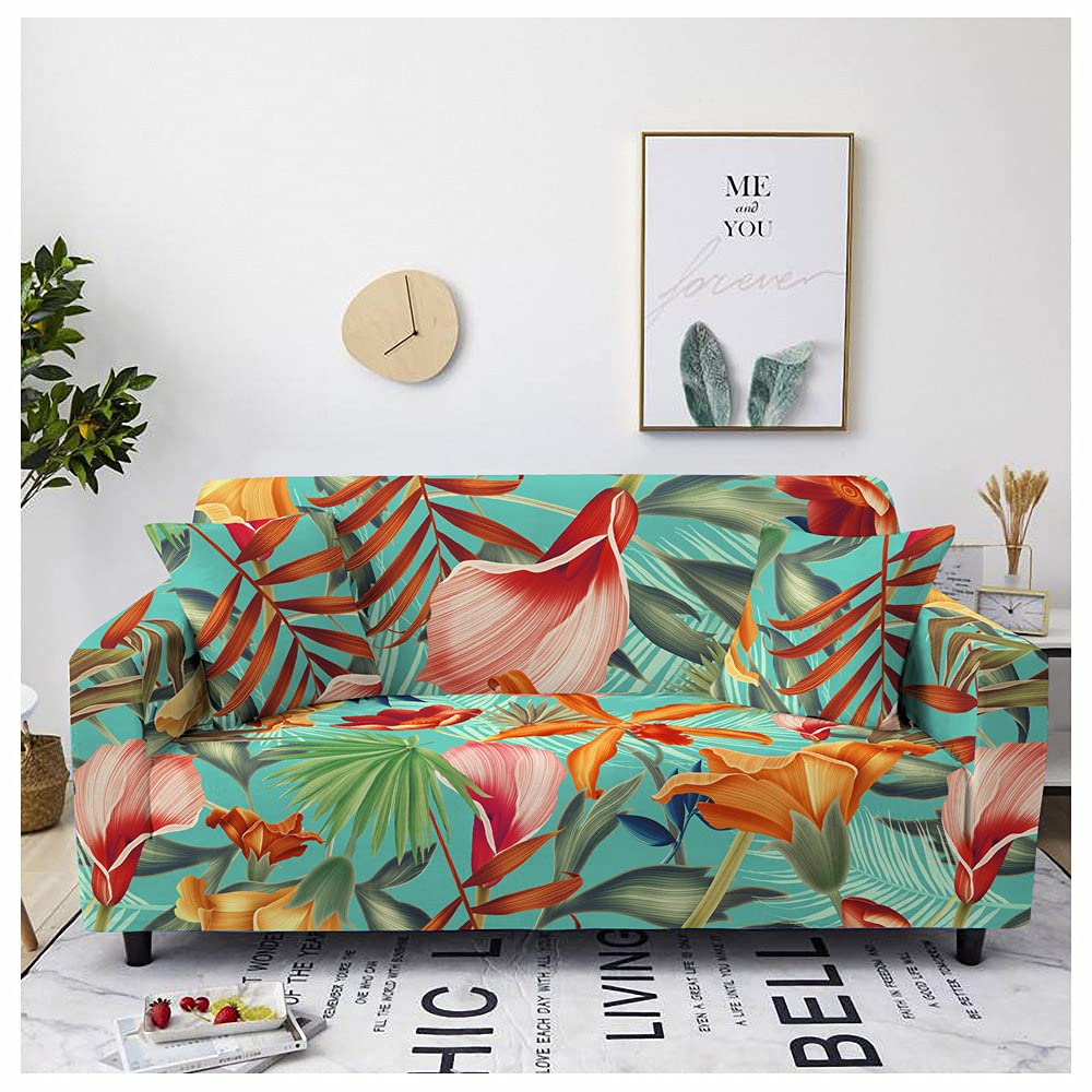 Housse de canapé extensible universelle imprimé tropical de 1 à 4 places