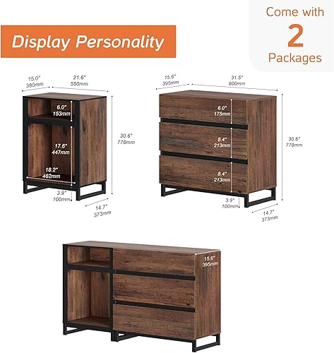 Miniatura 2 de WAMPAT Soporte de TV para televisores de hasta 60 pulgadas, centro de entretenimiento moderno 2 en 1 con luces LED y 3 cajones de almacenamiento,