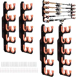 2 suportes de vara de pesca, 35 x 10 x 6 cm, comporta até 10 varas, design de suporte horizontal, suporta montagem na parede, montagem no teto ou no chão para equipamentos de pesca de armazenamento de