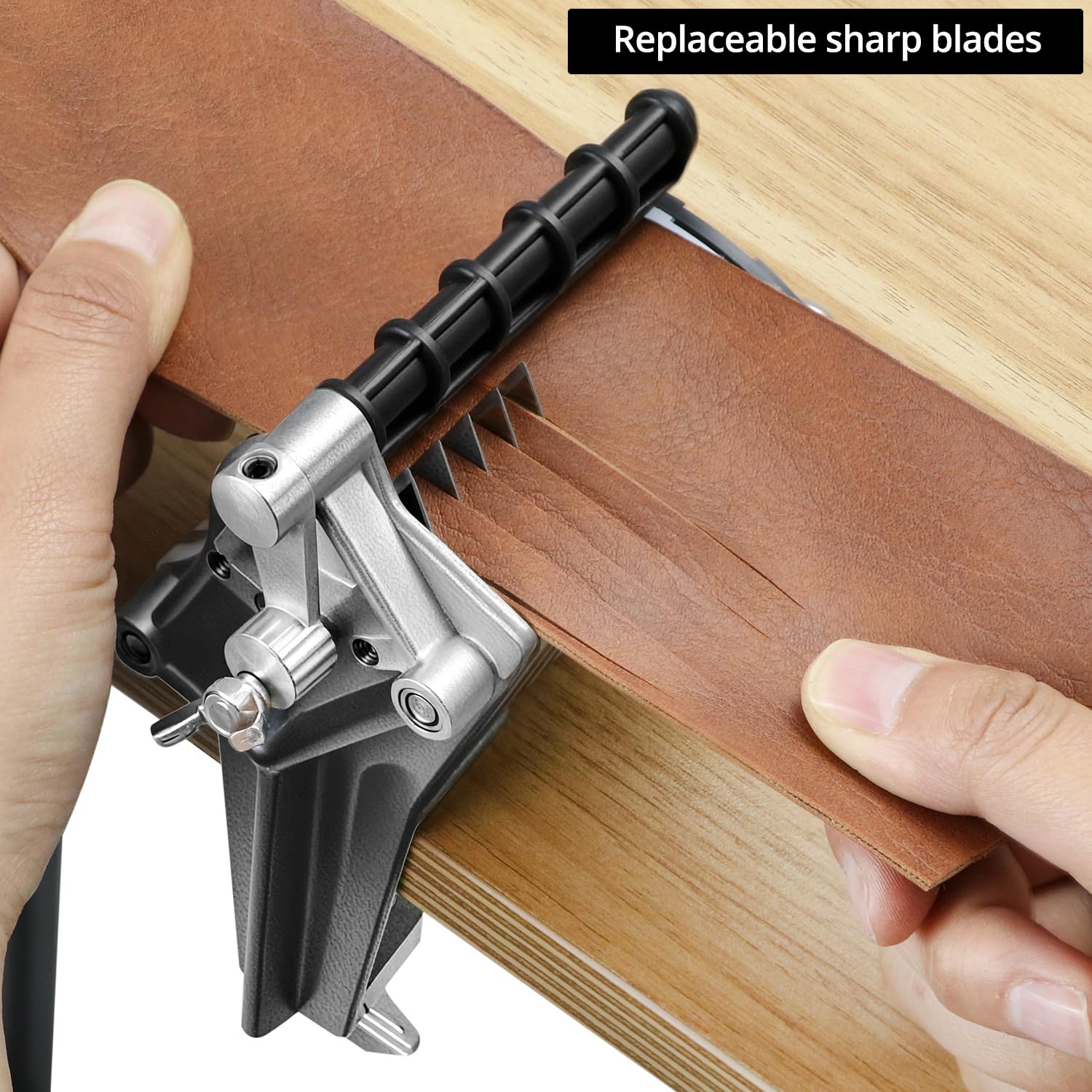 QWORK Coupe-dentelle de table en cuir - Franges manuelles, bandes de tressage et lacets avec 5 coupeurs remplaçables