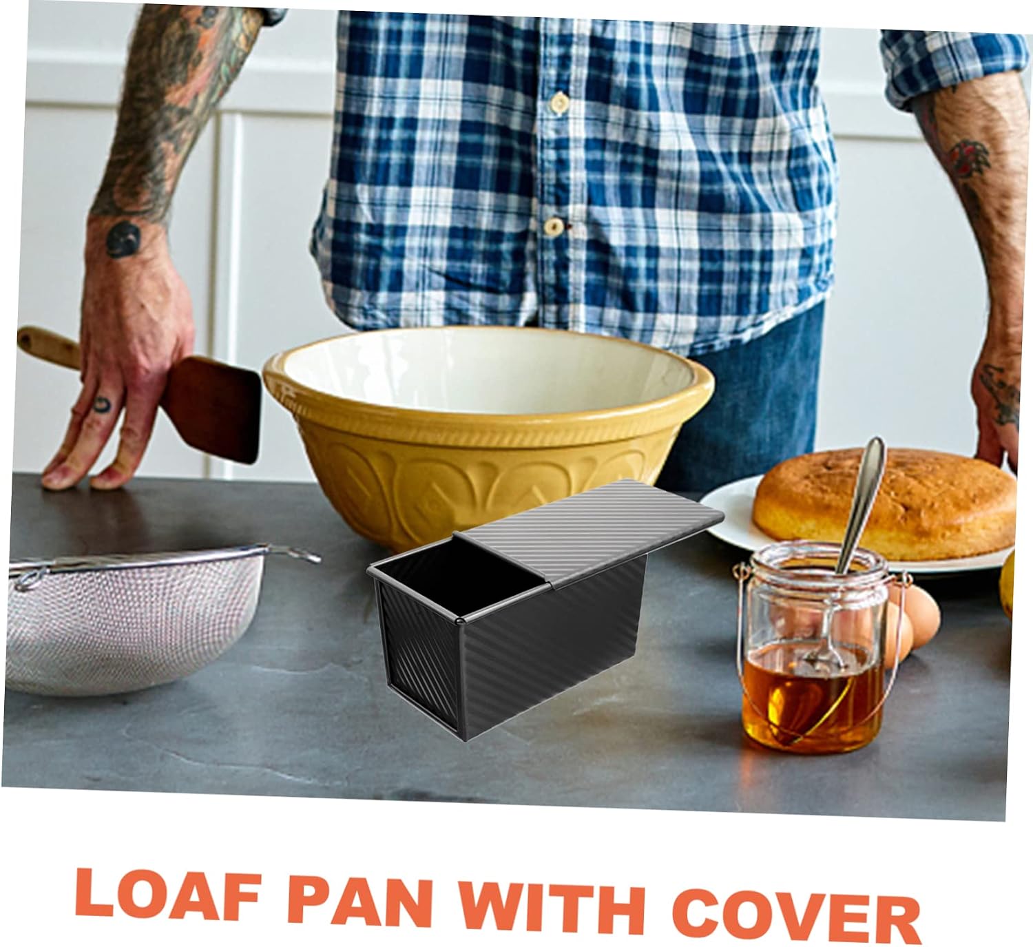 SHOWERORO Bread Mould Loaf Pan Lid Toast Mold Easy Cleanup Carbon Steel Baking Dish Kitchen Supplies