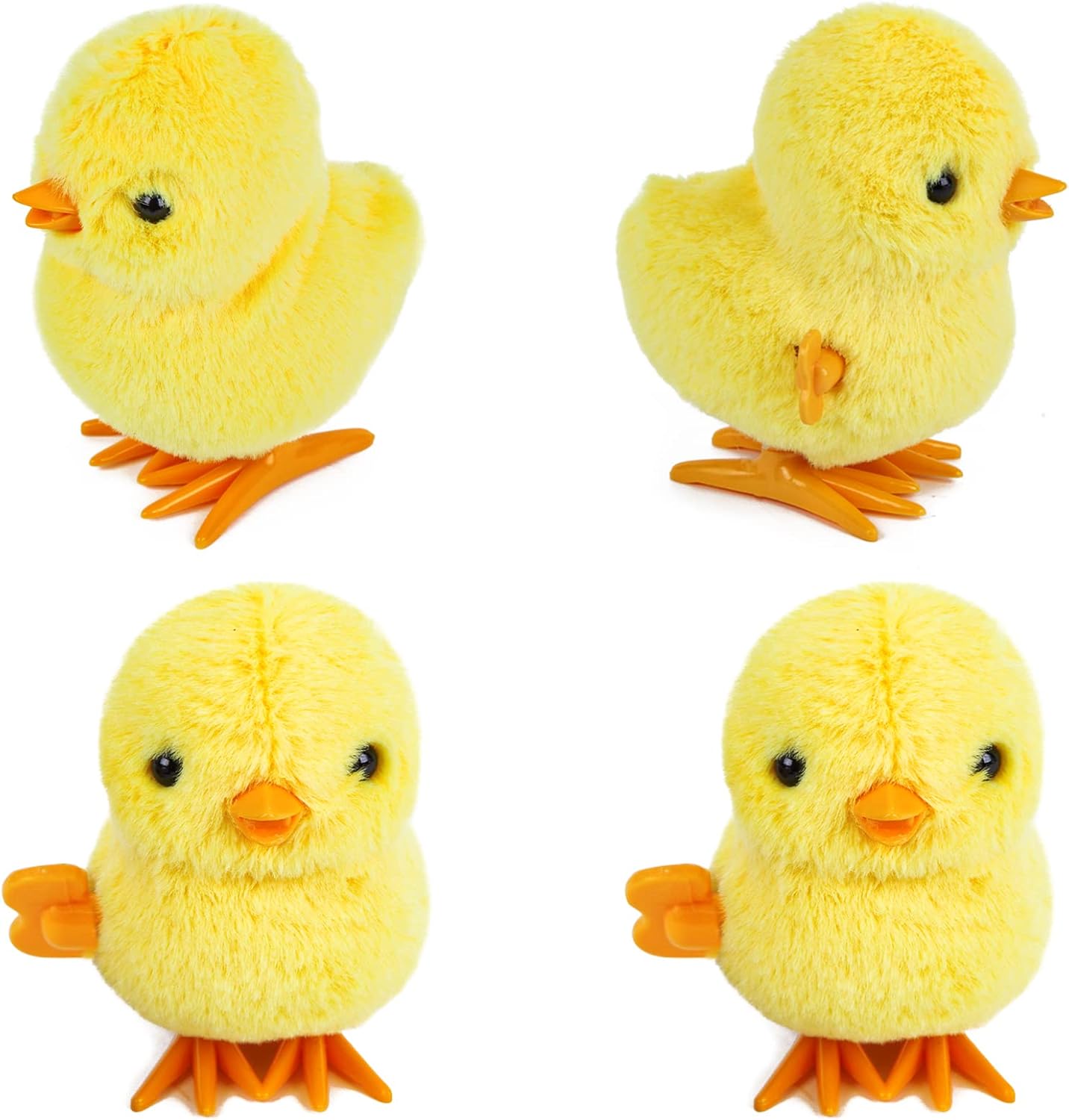3 otters 4PCS Wind Up Chick Toys, Cute Wind-Up Chicks Lifelike Plush Chicken Toys for Kids Goodie Bags for Easter Basket Stuffers, Party Favors