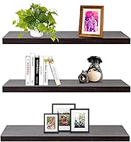 Vista 30 de SAUMONIERES Estantes flotantes de pared para dormitorio, baño, montados en la pared, de madera maciza de 36 pulgadas de largo, juego de 2, estantes