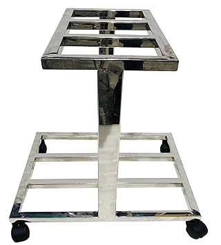 APPLE FURNITURE Office Home Stainless Steel Topless Double Sided Inverter Trolley for Home Office with Wheels and SS Frame for Double Inverter Battery Trolley