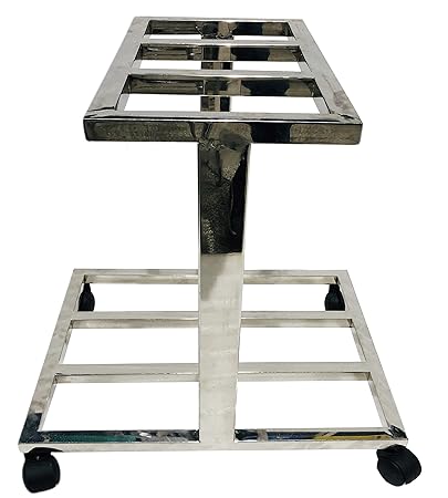 NEW GOYAL FURNITURE Office Home Stainless Steel Topless Double Sided Inverter Trolley for Home Office with Wheels and SS Frame for Double Inverter Battery Trolley