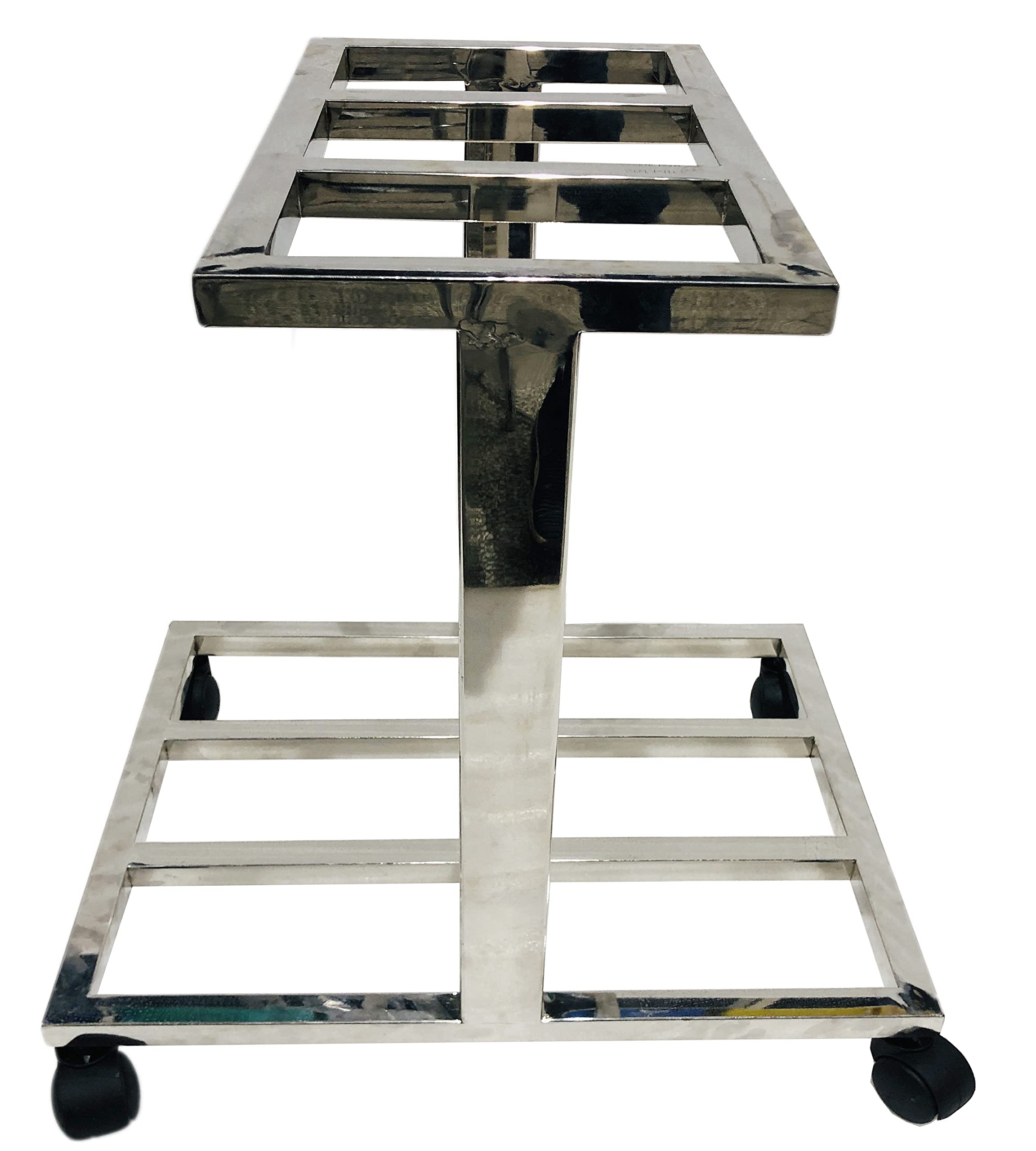 OFFICE SEATING Office Home Stainless Steel Topless Double Sided Inverter Trolley for Home Office with Wheels and SS Frame for Double Inverter Battery Trolley-image-20