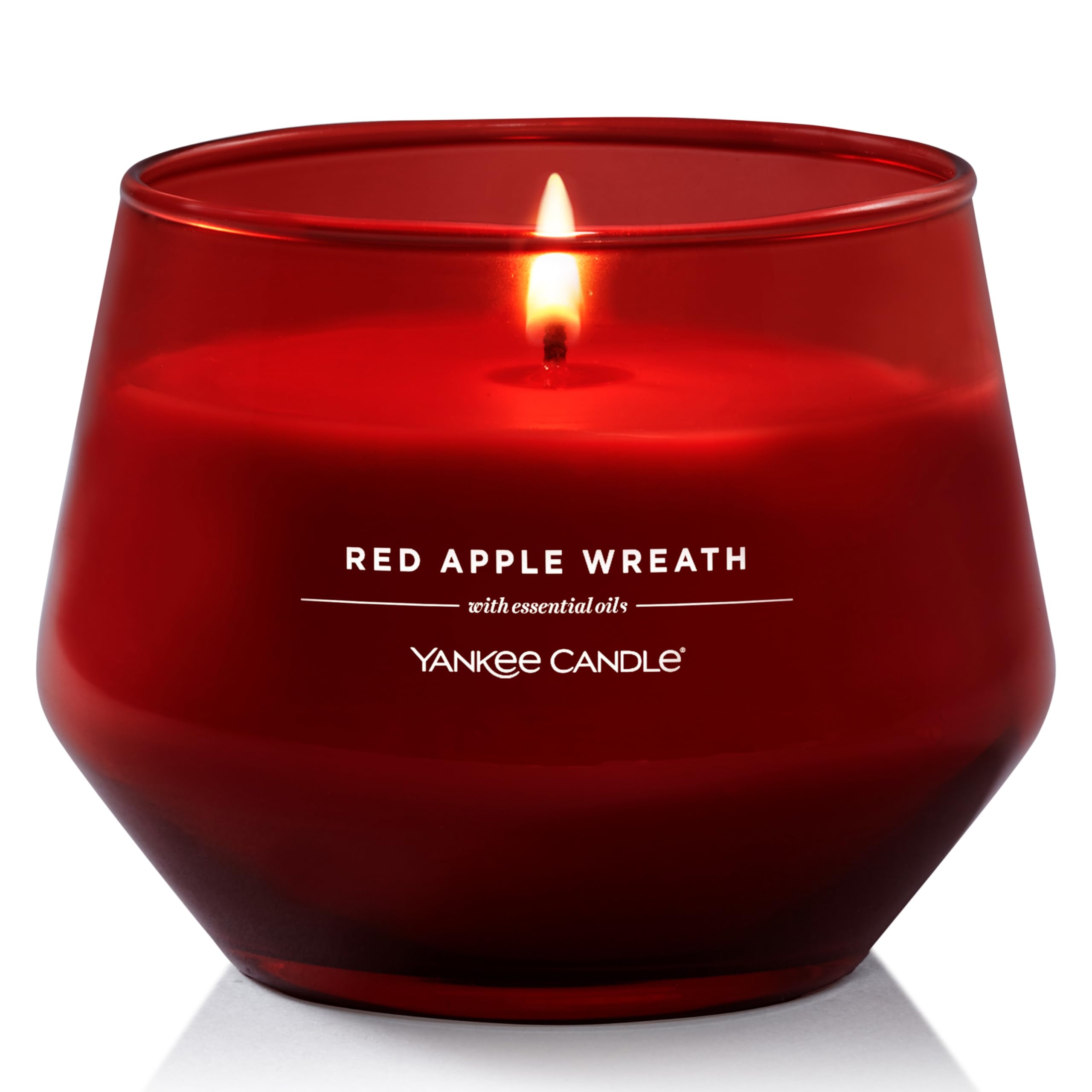 Yankee Candle Studio Duftkerze | Mittelgroße Kerze Red Apple Wreath | Lang brennende Kerzen: 35-50 Stunden | Stilvoll designtes Glas mit rotem Wachs | Perfekte Geschenke für Frauen