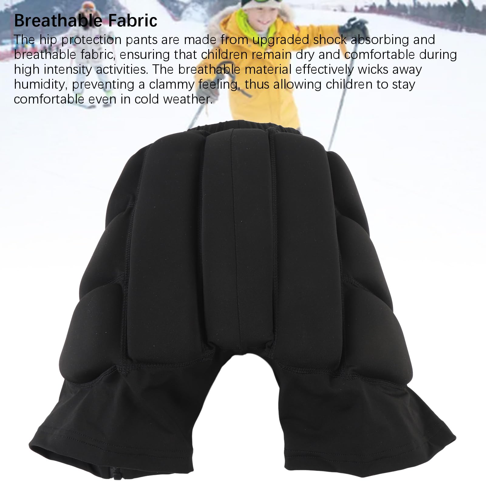 Padded Kids Hip Pants High Density Sponge Lightweight Breathable Outdoor Skiing Butt Pad Shorts with 3D Cutting Zipper Protect Pad for Skiing (L)