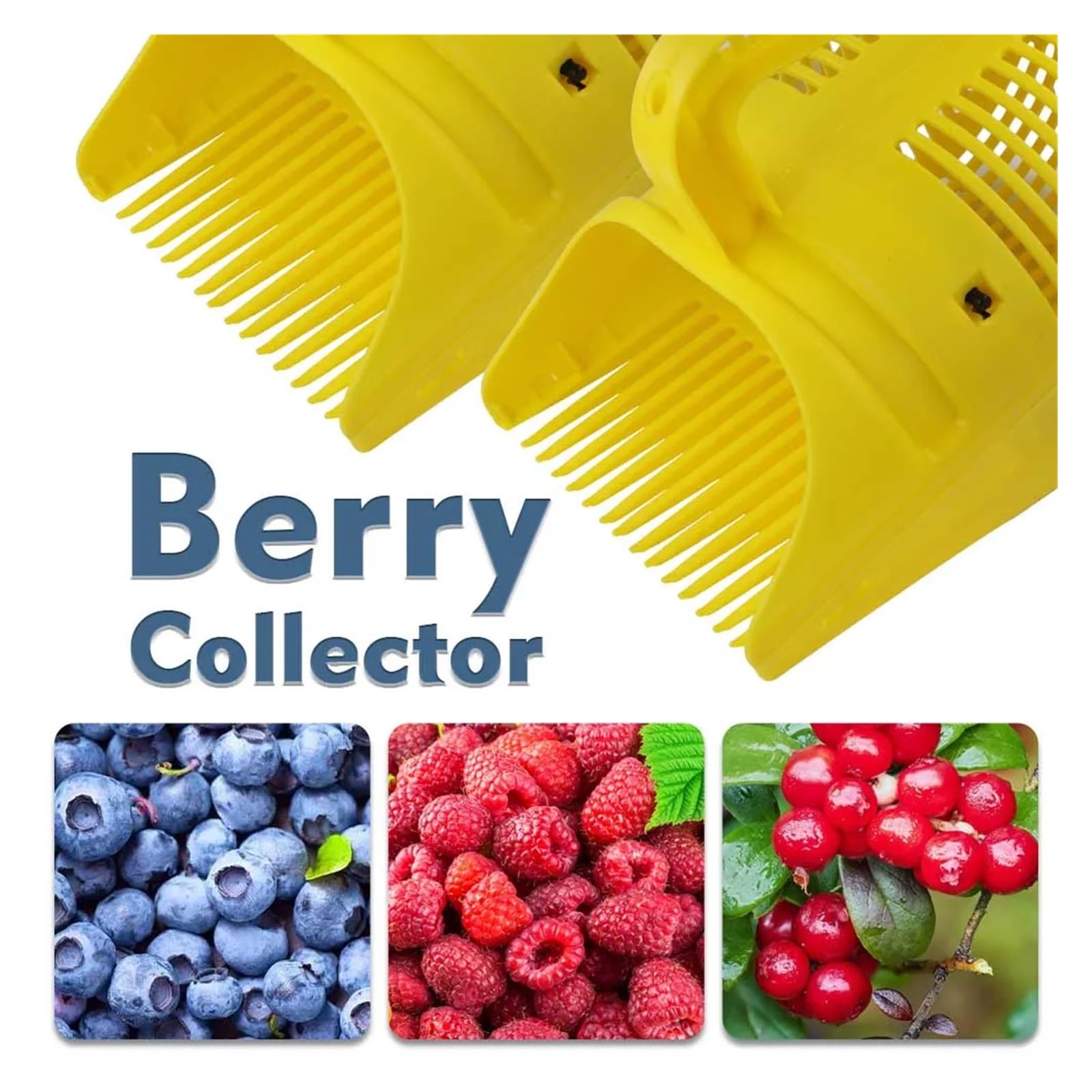 Raccogli Frutta Raccoglitore Portatile di Bacche e mirtilli con Pettine in plastica e rastrelli, Raccolta Manuale di Frutta