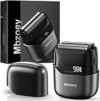 Mbzoey Electric Foil Shaver for Men: IPX7 Waterproof Cordless Mini Razor with LED Display, Fast USB-C Charge & Precision Titanium Blades