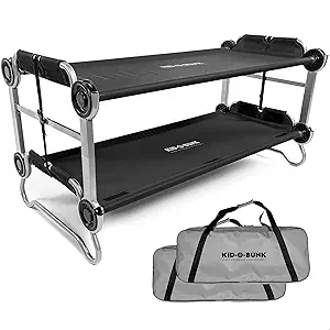 Disc-O-Bed Youth Double Cot Kid-O-Bunk, Modular for Bunk Beds, Dual Cots, or Bench with 2 Carry Bags for Portable Transport