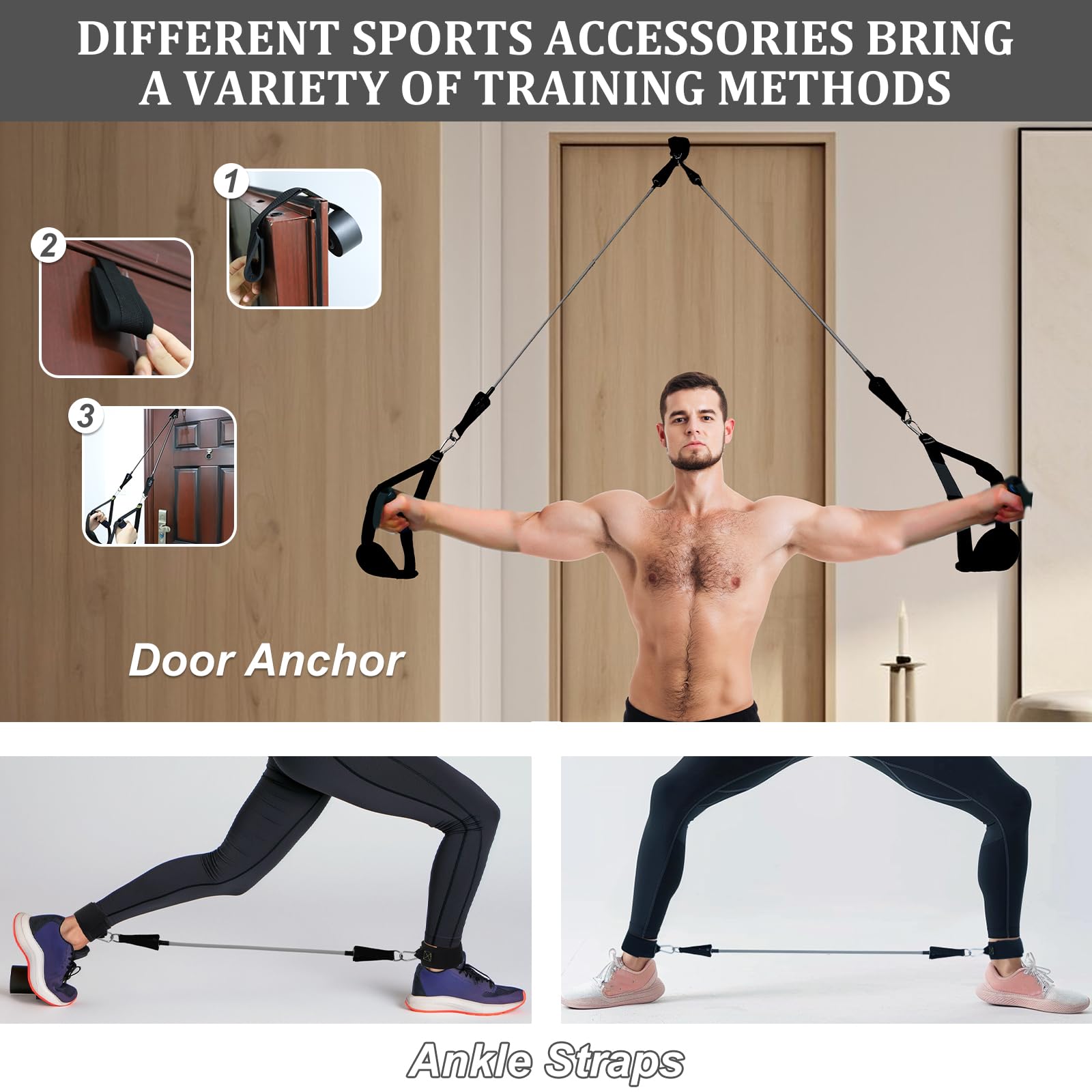 Barra de Pilates con 6 Gomas Elasticas Musculacion, Látex Bandas de Resistencia Bandas Elasticas Fitness Smartworkout para Casa y Gimnasio Yoga Pilates Estiramiento Fitness