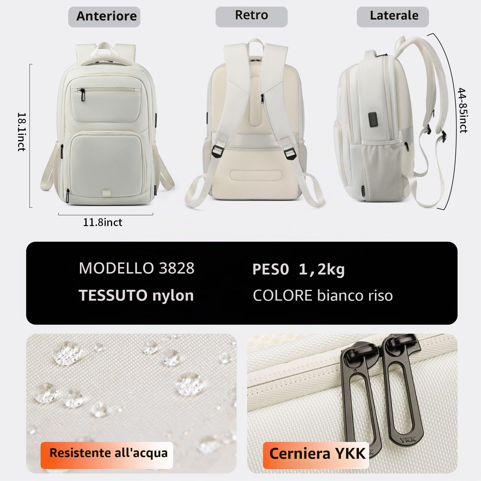 Zaino Uomo Zaino per PC Portatile, 15.6 Pollici Zaino Porta PC con Caricatore USB Zaino da lavoro