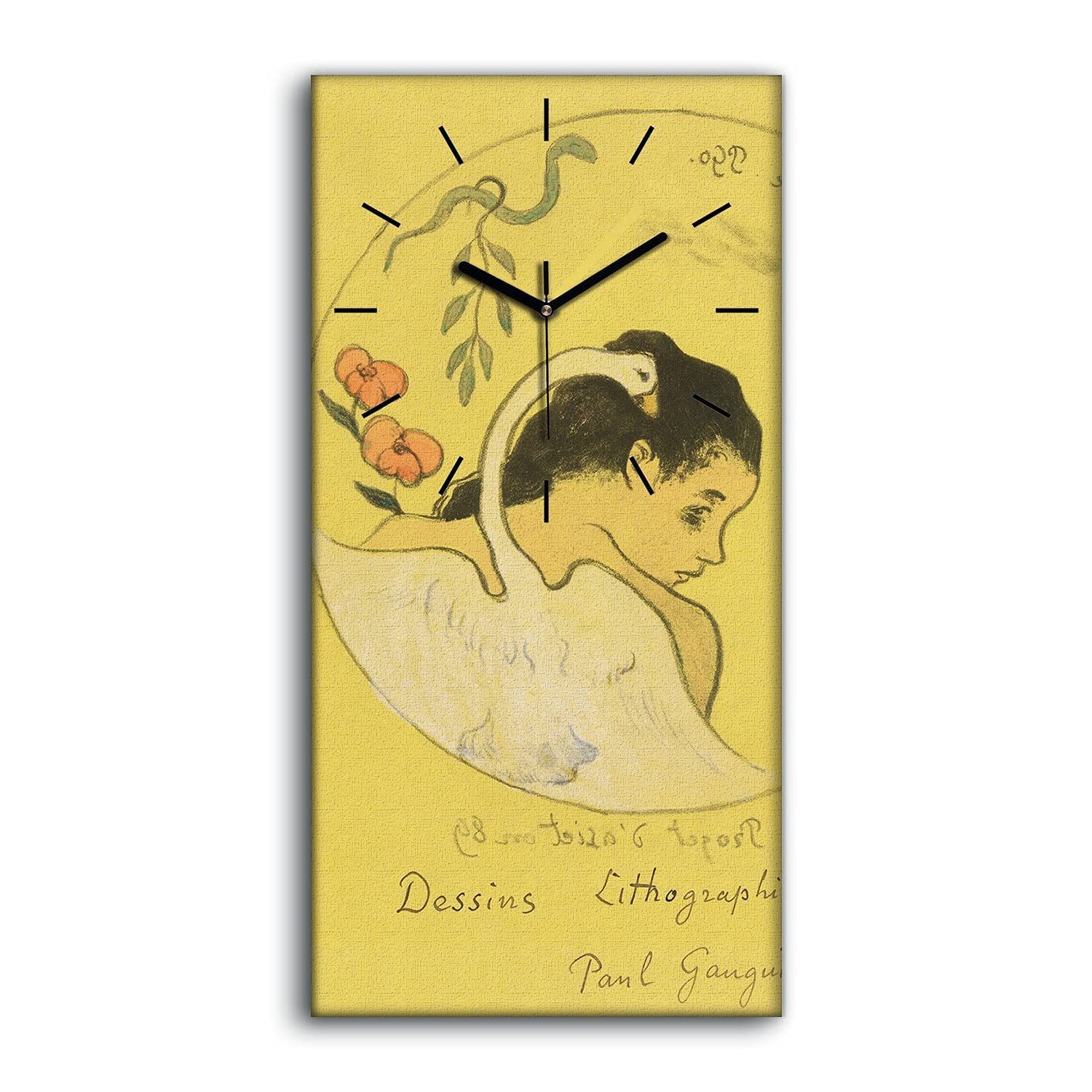 Horloge sur Toile 30x60cm Coloray Leda avec Mains Noires