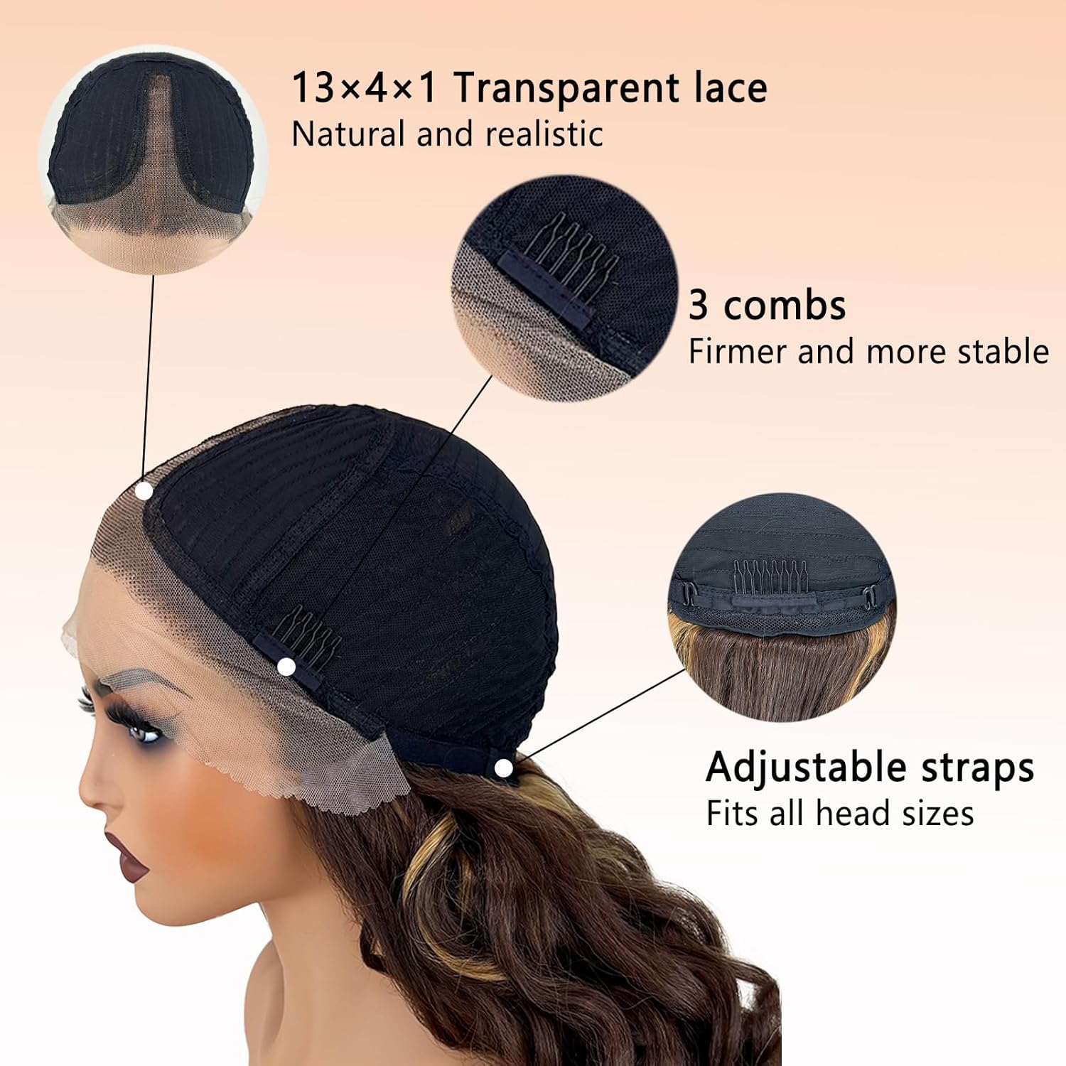 Curly Lace Front Wig Pre Plucked Middle Part Closure Wigs 22 Inch Brown Mix Dark Blond Pre Cut Synthetic wigs 4A curls hair textures Wear And Go Long Glueless Curly Wig for Women