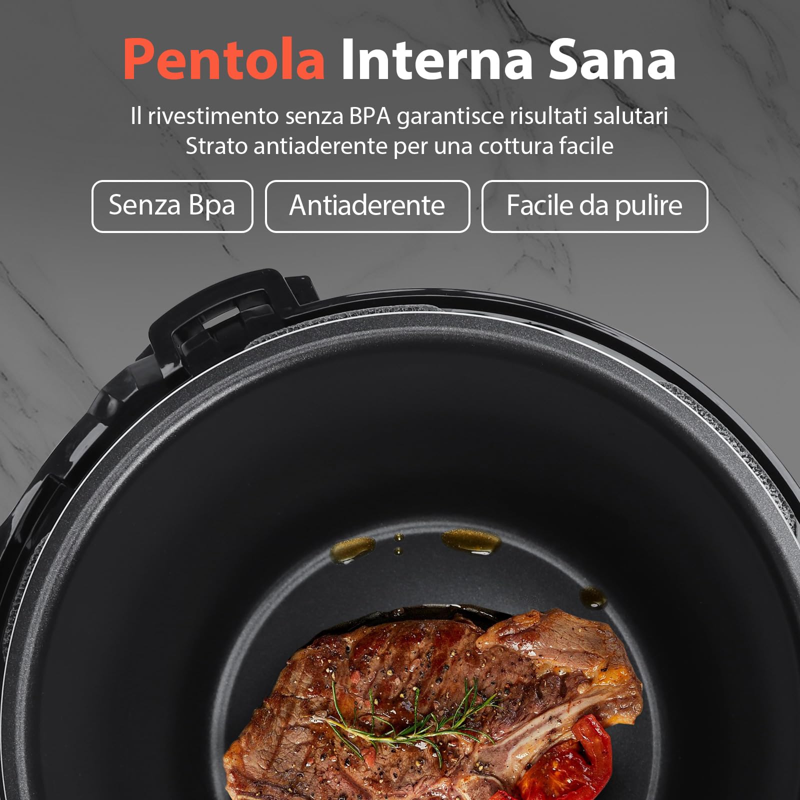 Aigostar Pentola a pressione elettrica 18-in-1 Pressure Cooker, 6 Litri Pentola Programmabile 24 ore, 3 pressioni, 1000W Pannello LED Multicooker per Yogurt, Cuoci, Riso, Slow Cooker, Sauté, 1000W