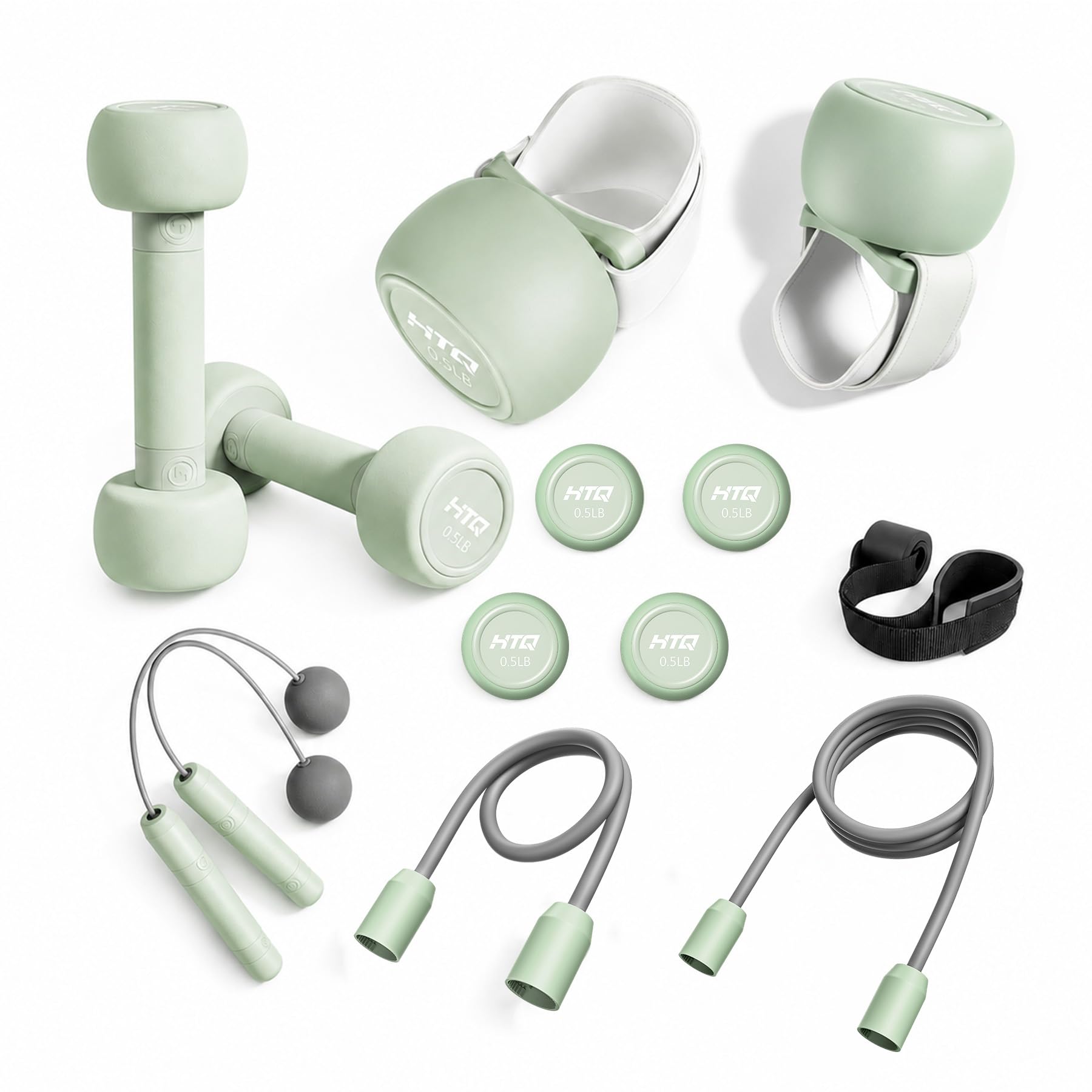 HTQ Home-Fitness-Set für Damen, verstellbare Hantelscheiben, Kettlebell, Widerstandsband