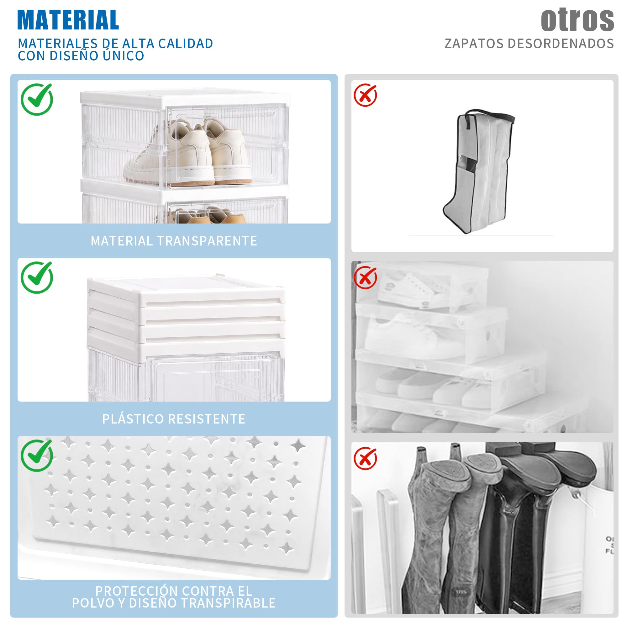 Genérico Organizador de Zapatos Plegable 6 Niveles, 105 x 34,5 x 25 cm | Sin Instalación, Puerta Transparente Antipolvo, Gran Capacidad, Armario Zapatero