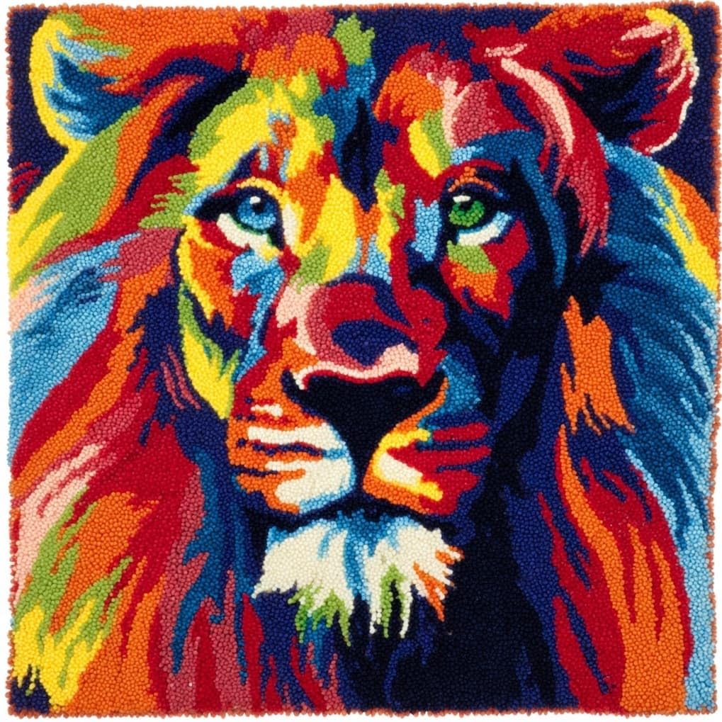 AxiangziK Beginners DIY Crochet Pillow Kit,Animal Lion