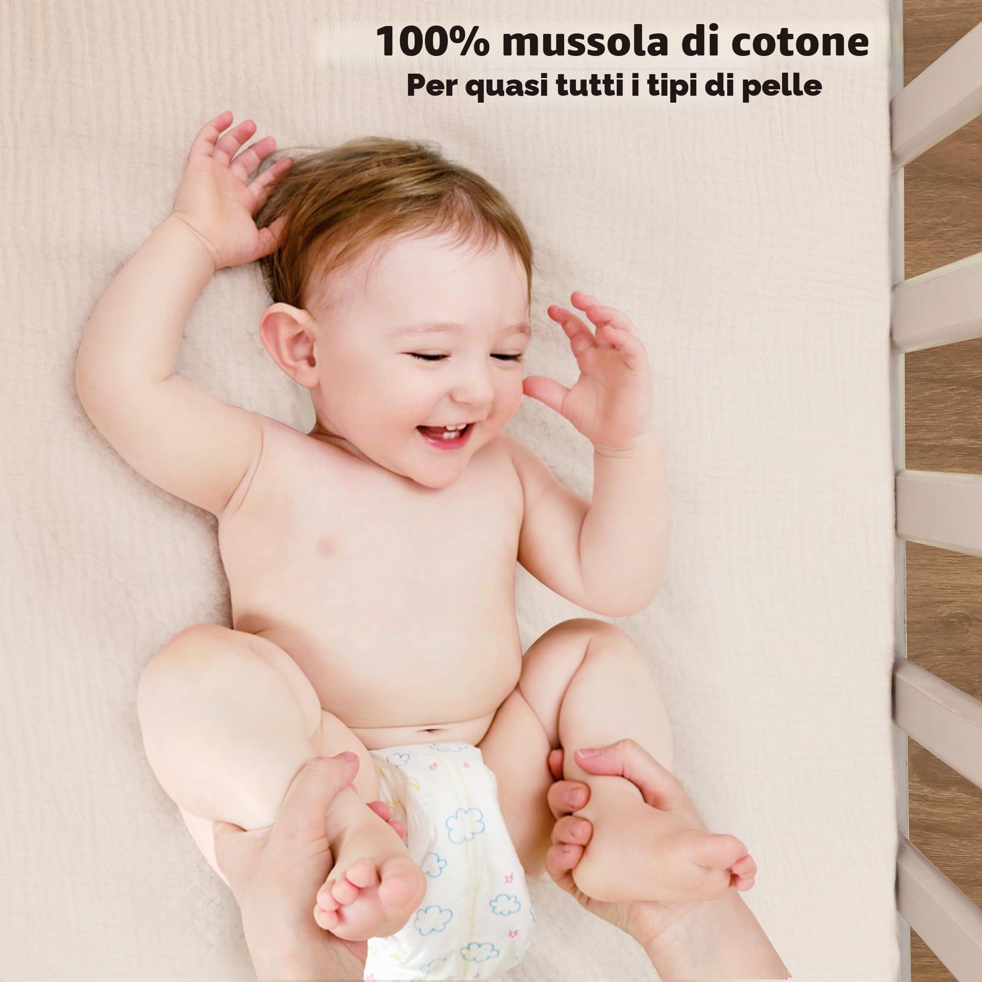 Susurration 100% Cotone Set di 2 Lenzuola Con Angoli per Cotone Bambini, Lenzuolo in Mussola di Lenzuolo per Lettino da Viaggio 60x120cm/70x140cm (Marrone)