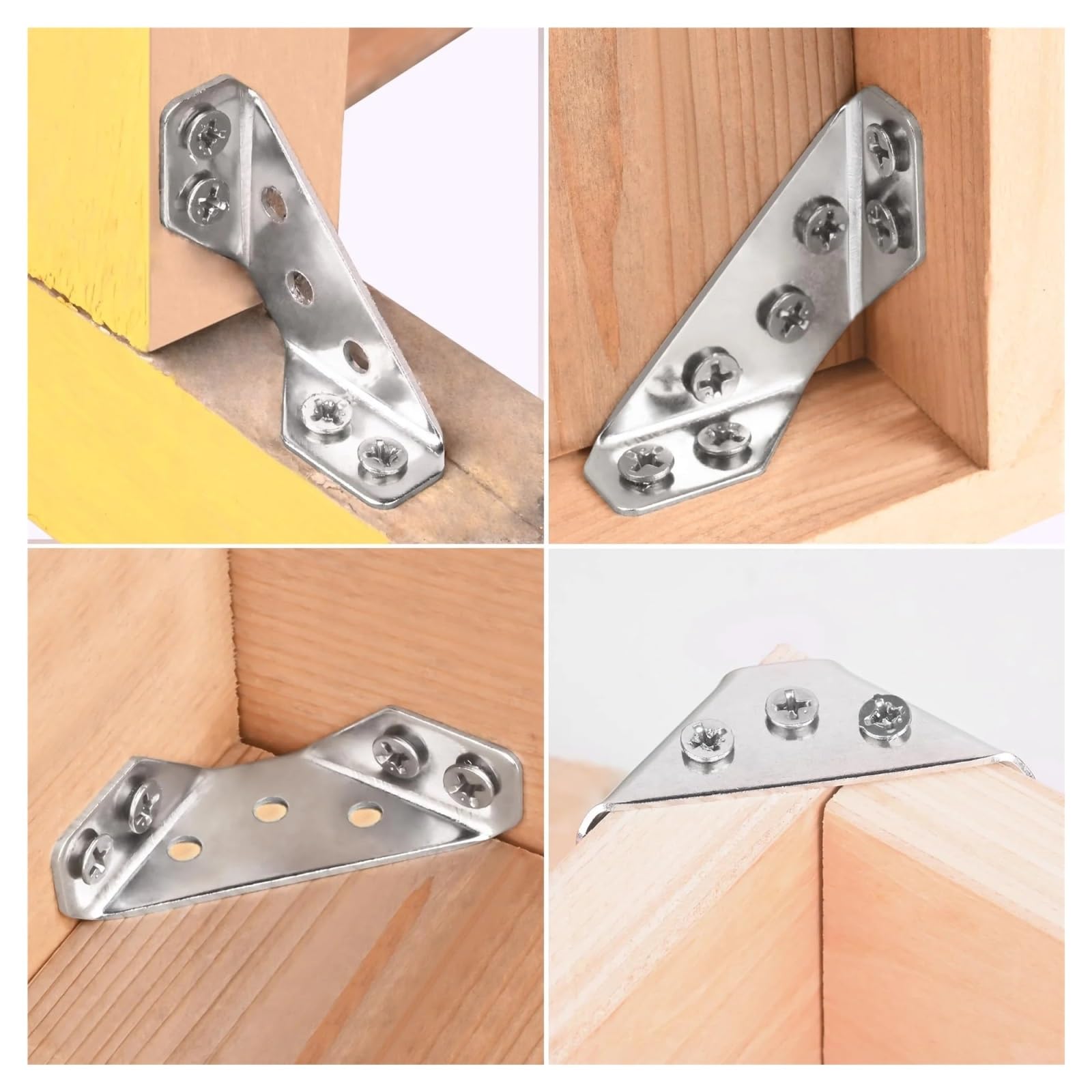 Staffa triangolare da 4-60 pezzi con viti Connettore di supporto for mensola for mobili Staffe angolari Connettori sospesi(Silver 60pcs)