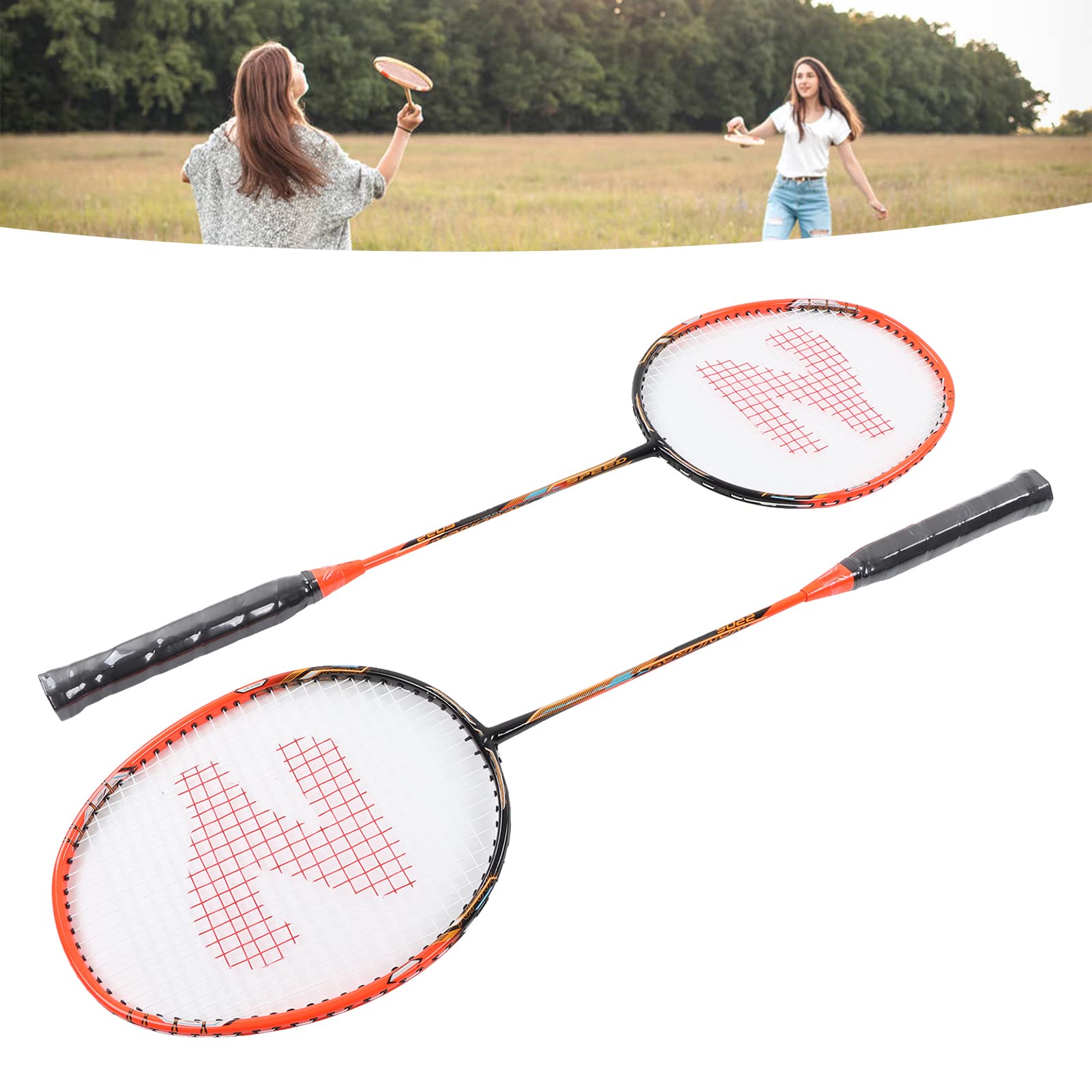 aqxreight Set di 2 Racchette da Badminton in Lega di Carbonio con Impugnatura Antiscivolo Estesa Sweet Spot String per Allenamento e Competizione