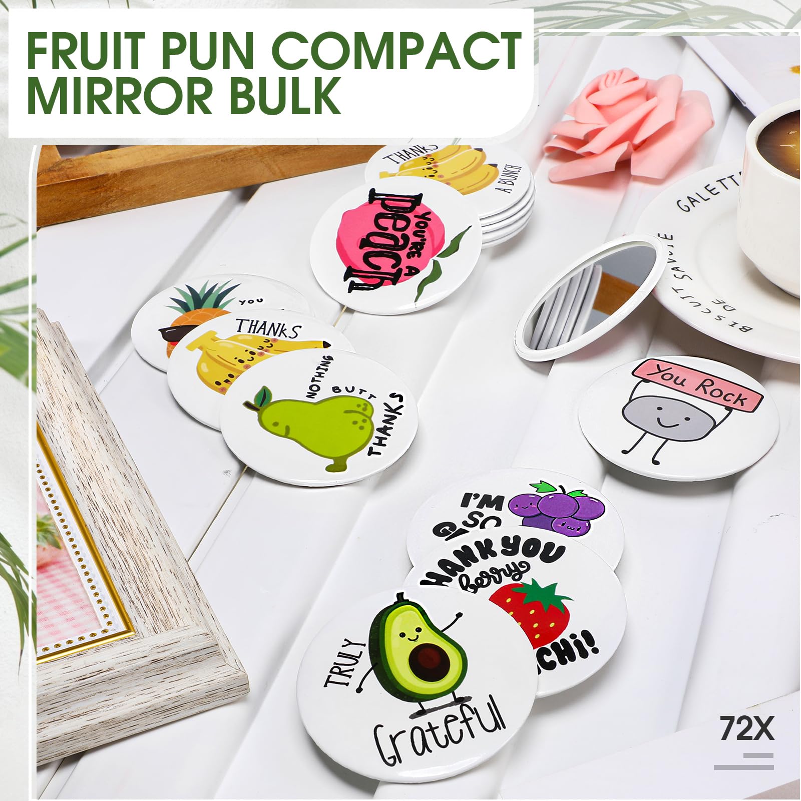 Barydat 72 Pcs Motivational Compact Mirror Bulk Thank You 