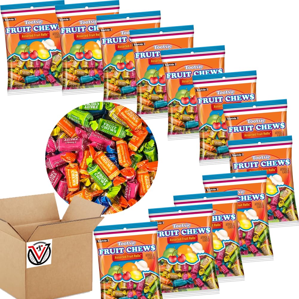 Tootsie Fruit Chews Bag 164g - Fruit Flavour Chewy Candy (12 bags(Full Box))