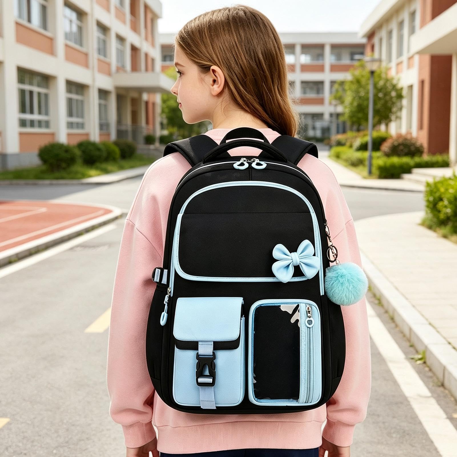 Zaino Da Bambina Con Portapranzo 3 Pezzi Grande Capacità Regolabile | Zaino Scolastico Bambini Divertente E Per Studentesse Pendolari Viaggio Portafoglio Abbigliamento E Libri Di